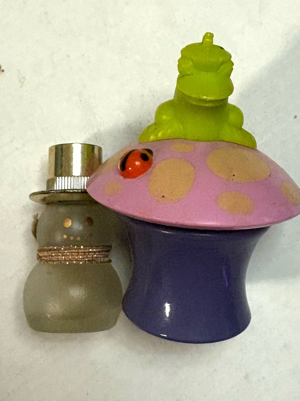 Vintage Avon perfume bottles-Princess Mushroom and Snowman. Collectible Bottles.